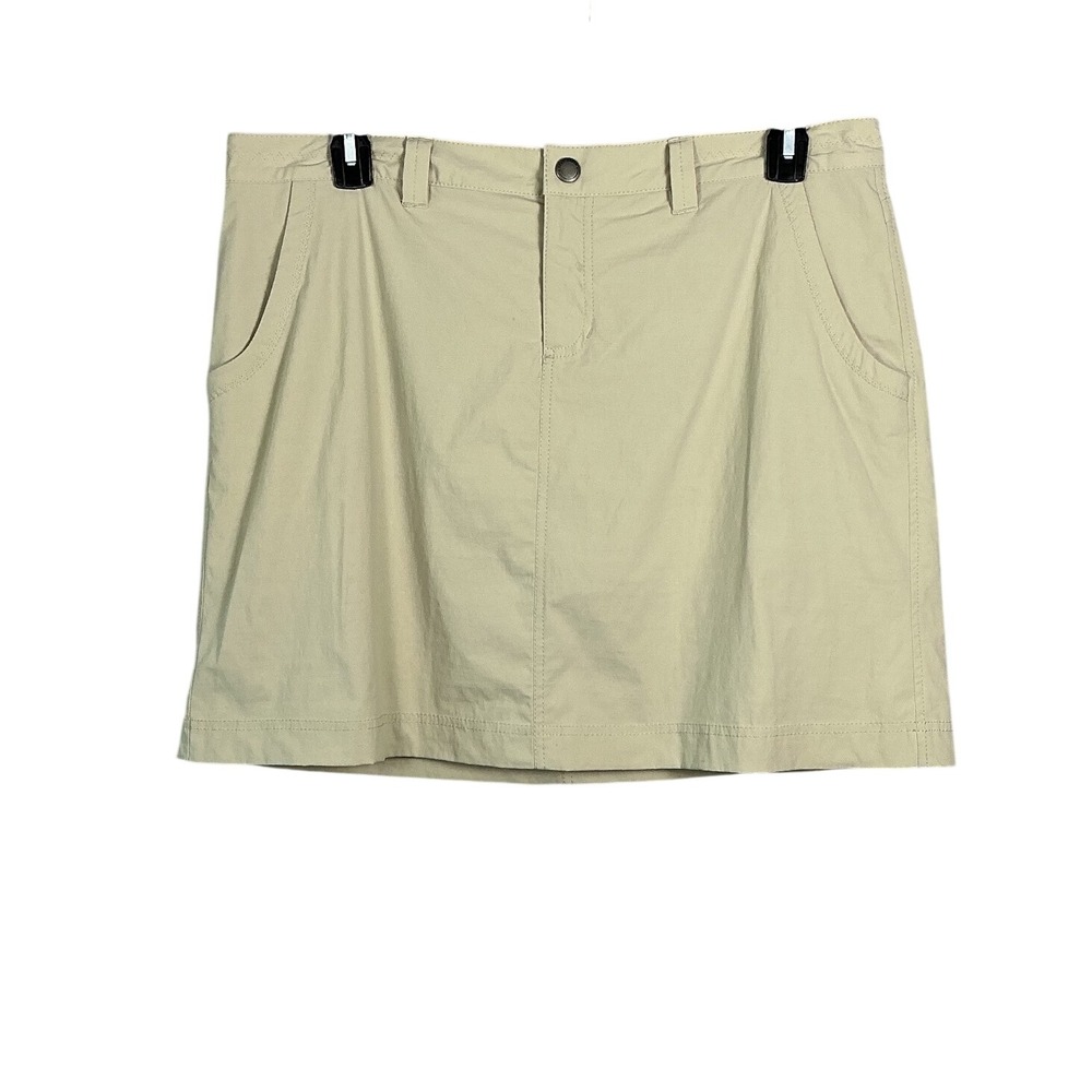 Eddie Bauer Travex Womens Khaki Tan Hiking Active Skort Size 14 Stretch Pockets